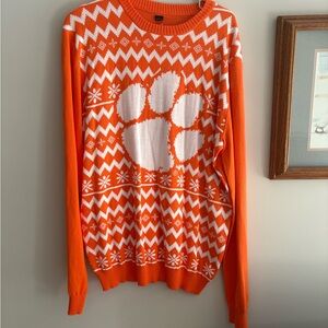 NWT Men’s Large Clemson Christmas Orange and White Patterned Sweater